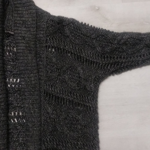 Express wool alpaca blend gray open cardigan - Picture 8 of 11